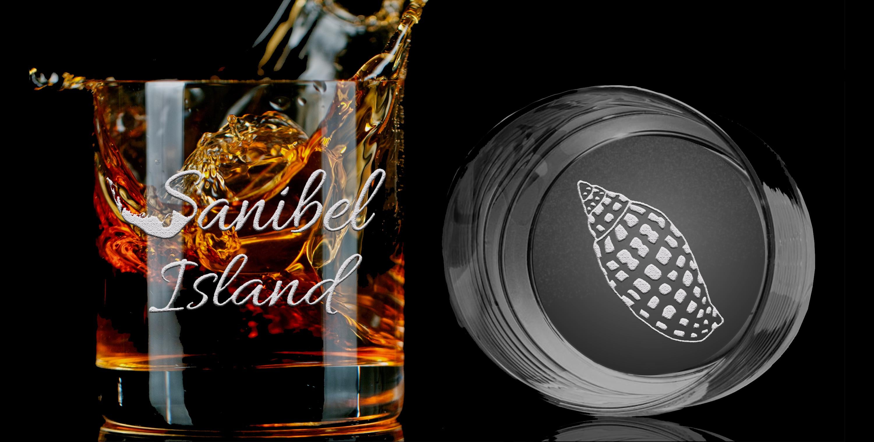 Sanibel Island Double Engraved Whiskey Glass