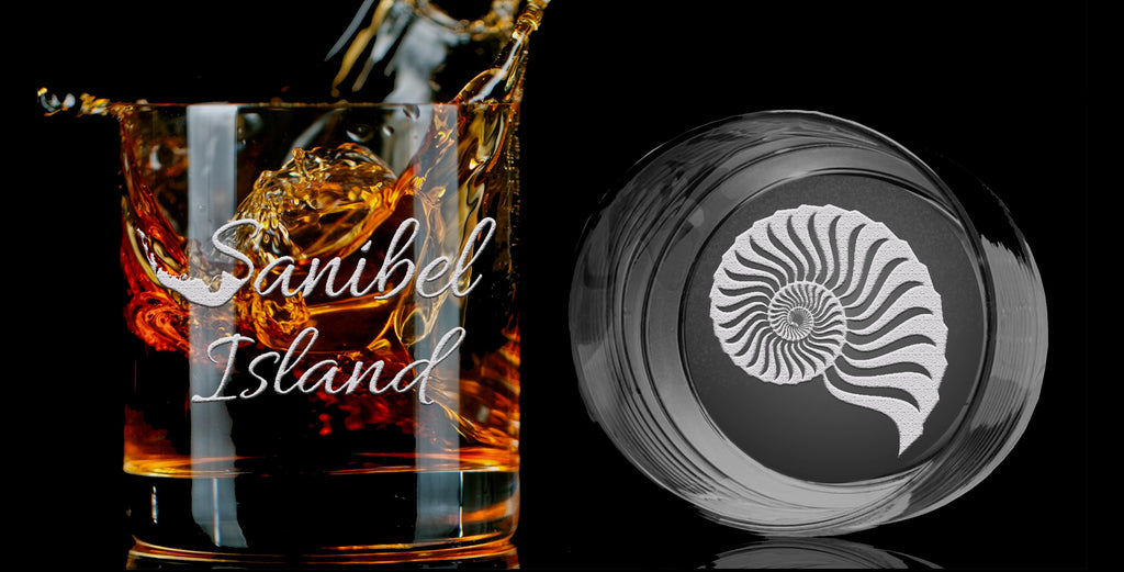 Sanibel Island Double Engraved Whiskey Glass