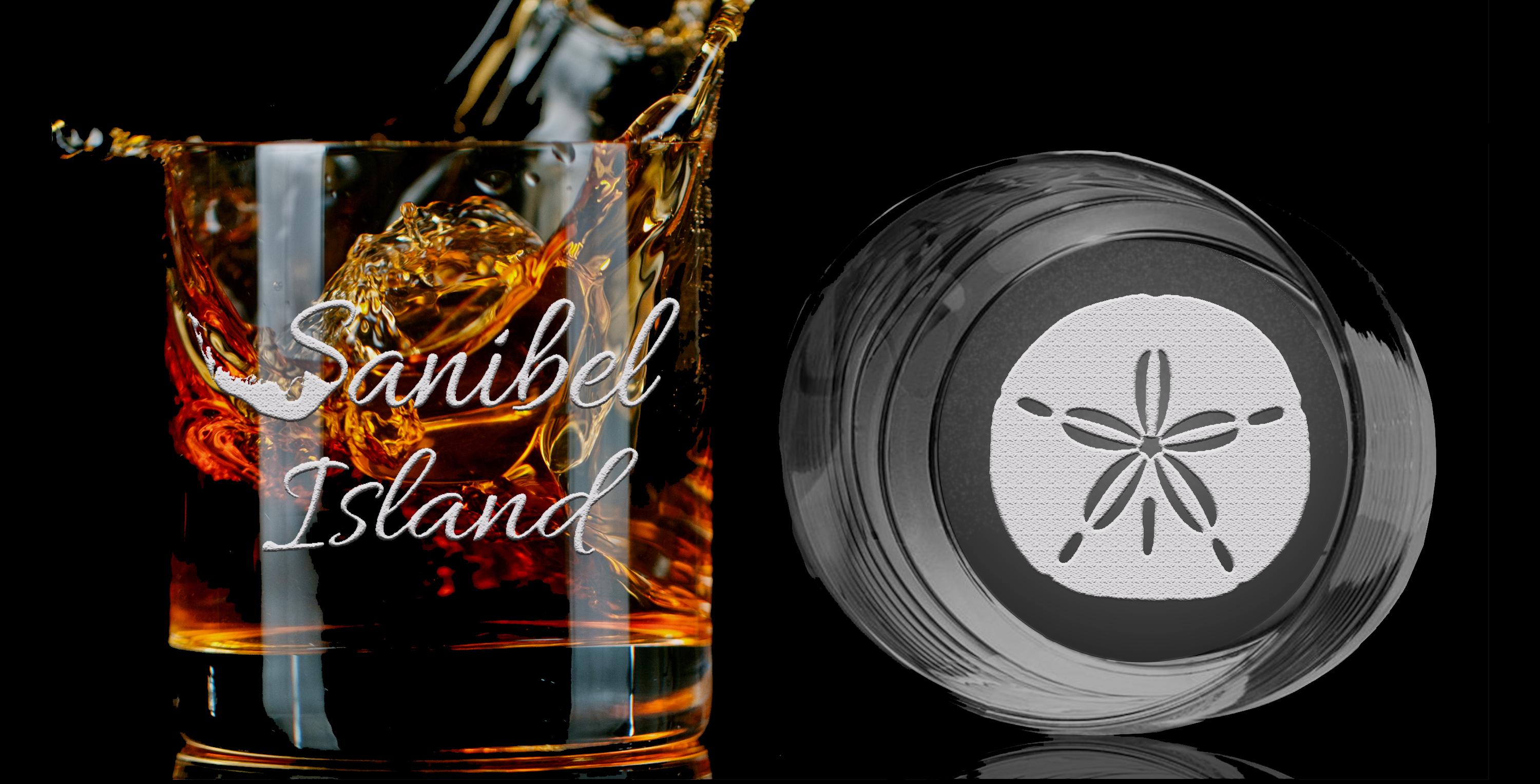 Sanibel Island Double Engraved Whiskey Glass