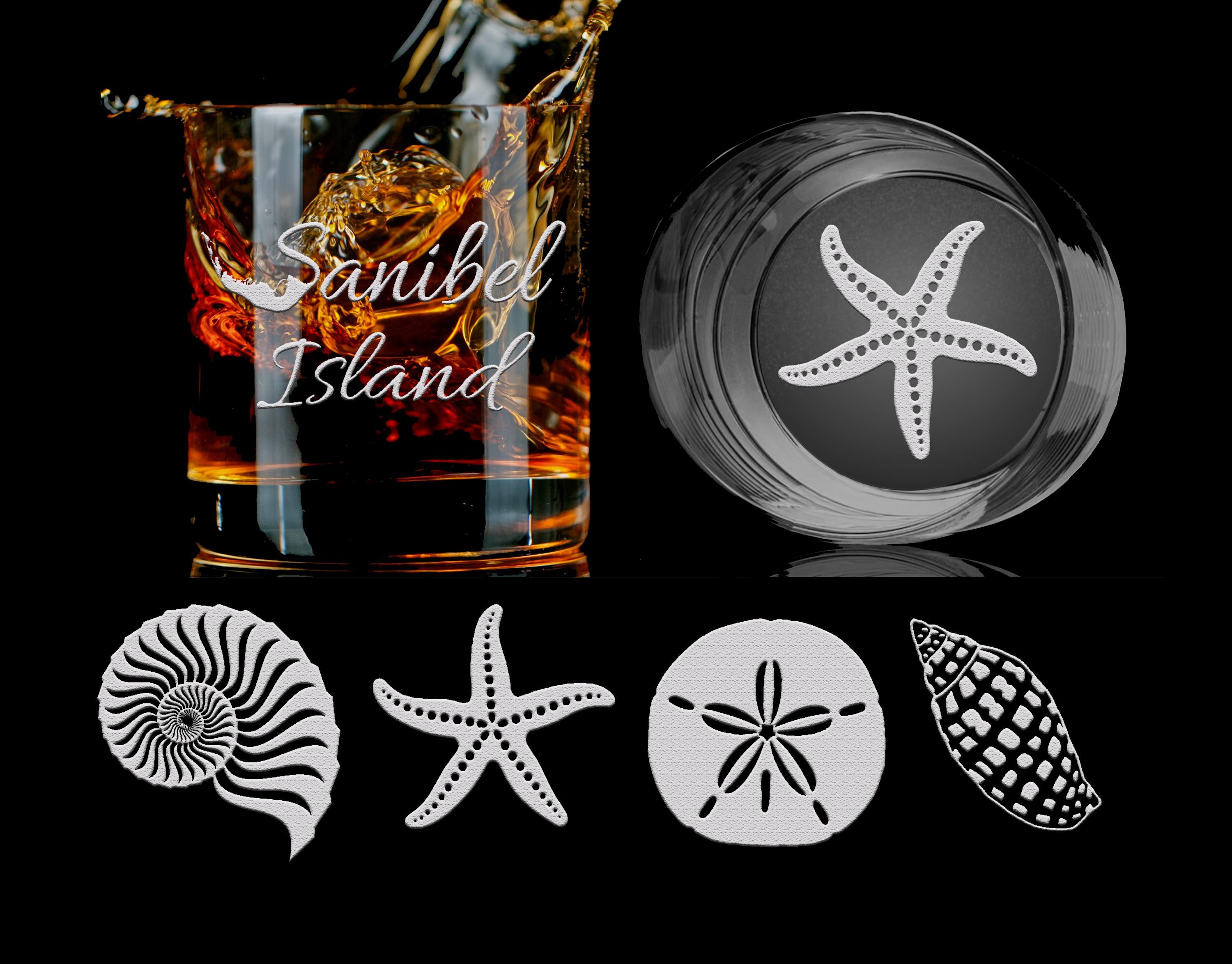 Sanibel Island Double Engraved Whiskey Glass